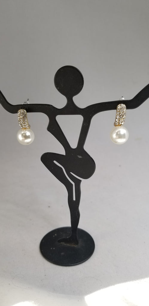 Pearl and Crystal Post Earring - Aimeescloset.com