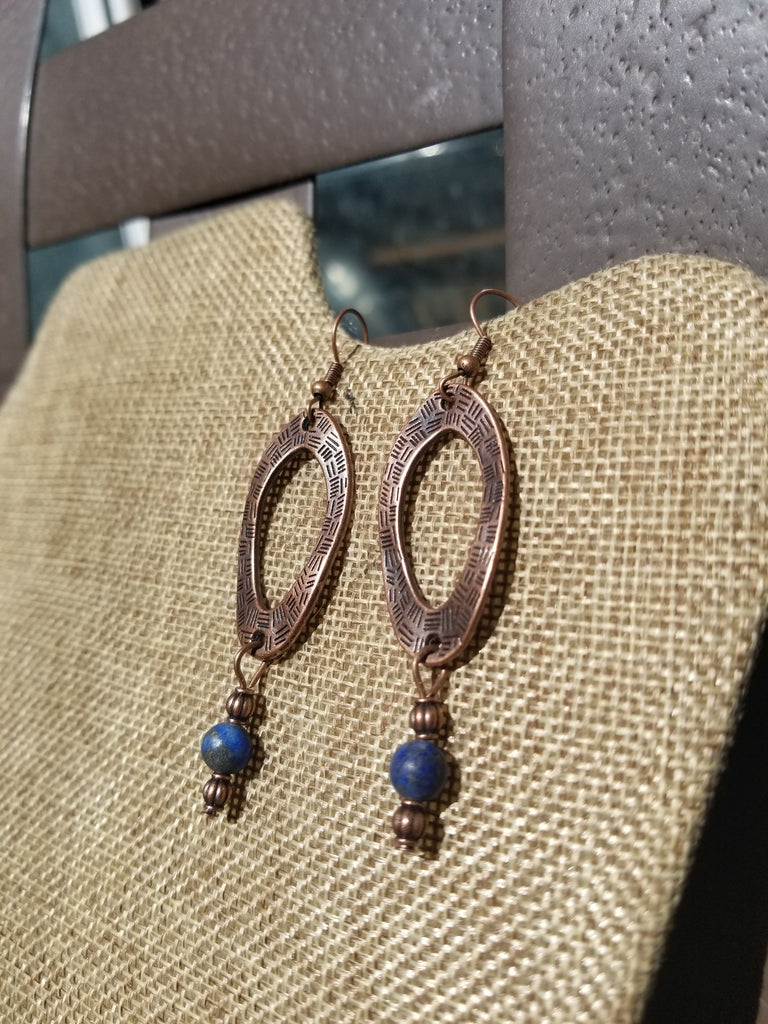 Copper and Lapis Earring - Aimeescloset.com