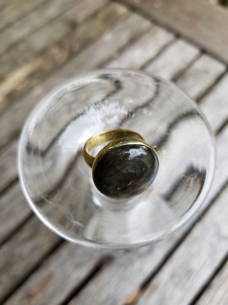 Round Labradorite and Brass Ring - Aimeescloset.com