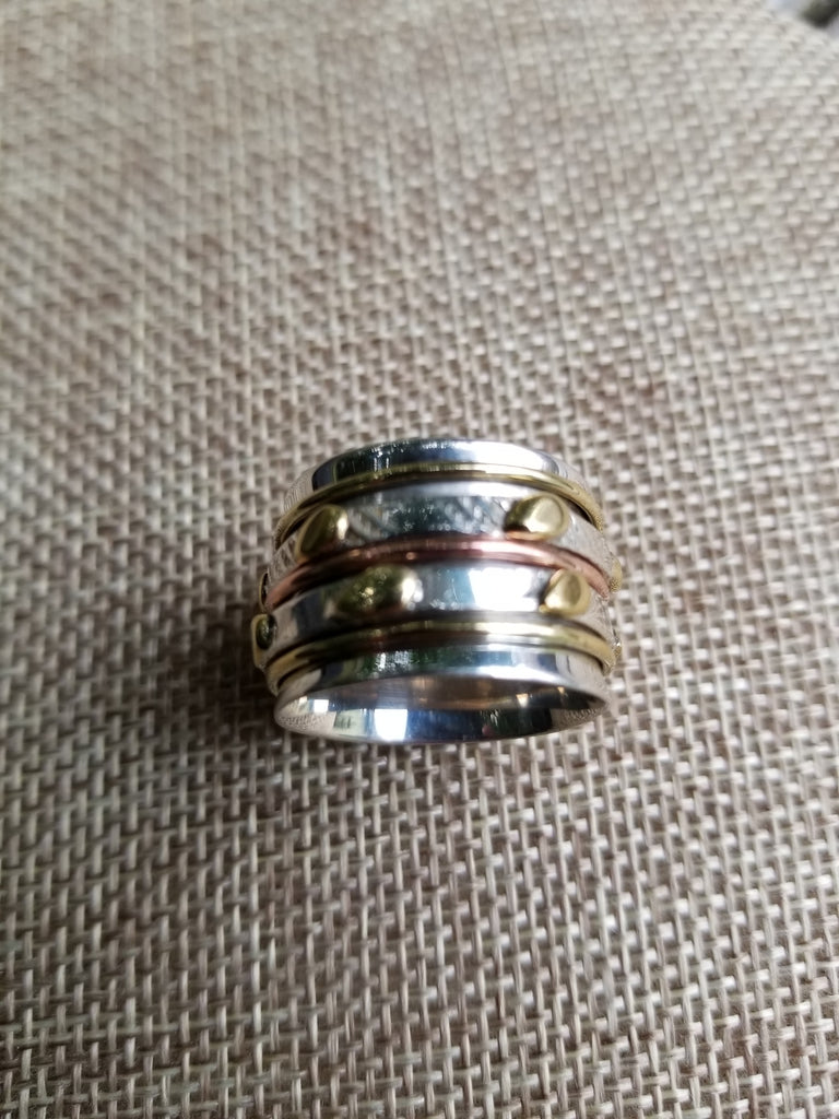 Sterling  Brass and Copper Spin Ring - Aimeescloset.com