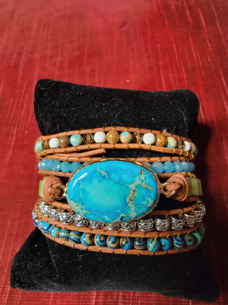 Natural Turquoise Wrap Bracelet - Aimeescloset.com