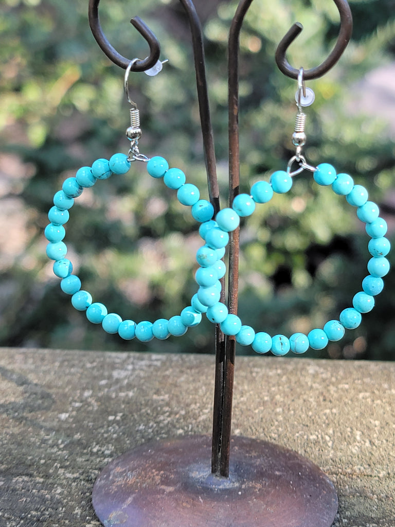 Turquoise Hoop Earrings - Aimeescloset.com