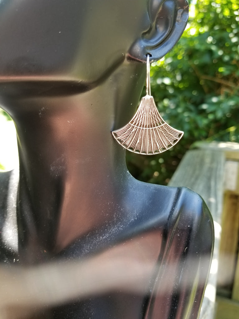 Silver Lotus Fan Hanging Earring - Aimeescloset.com