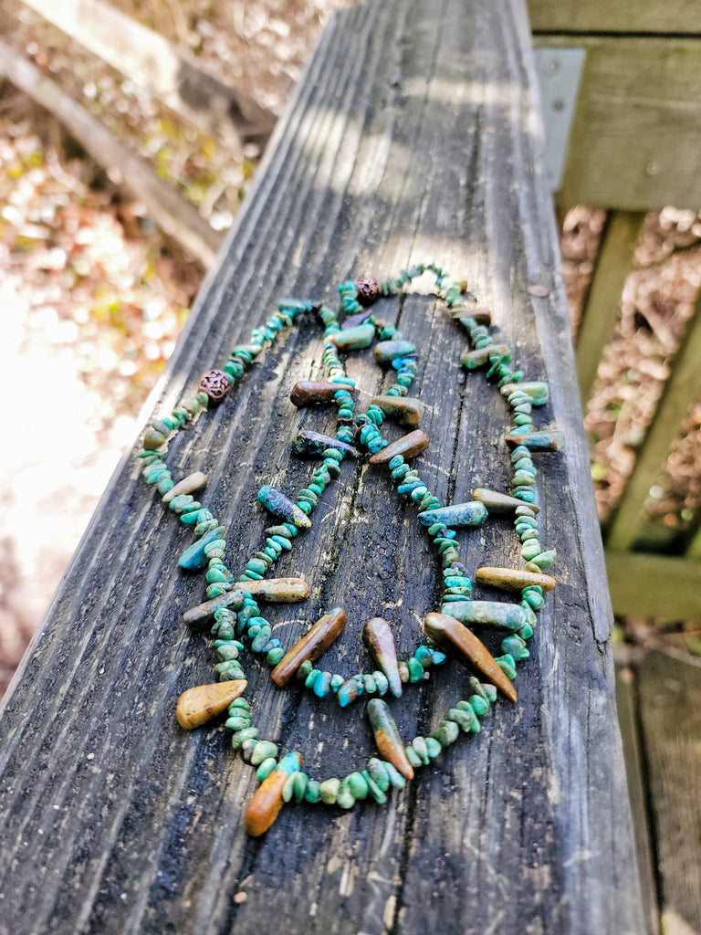 Long Natural Turquoise Slab Necklace - Aimeescloset.com