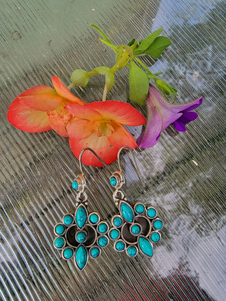 Turquoise and Sterling Earrings - Aimeescloset.com