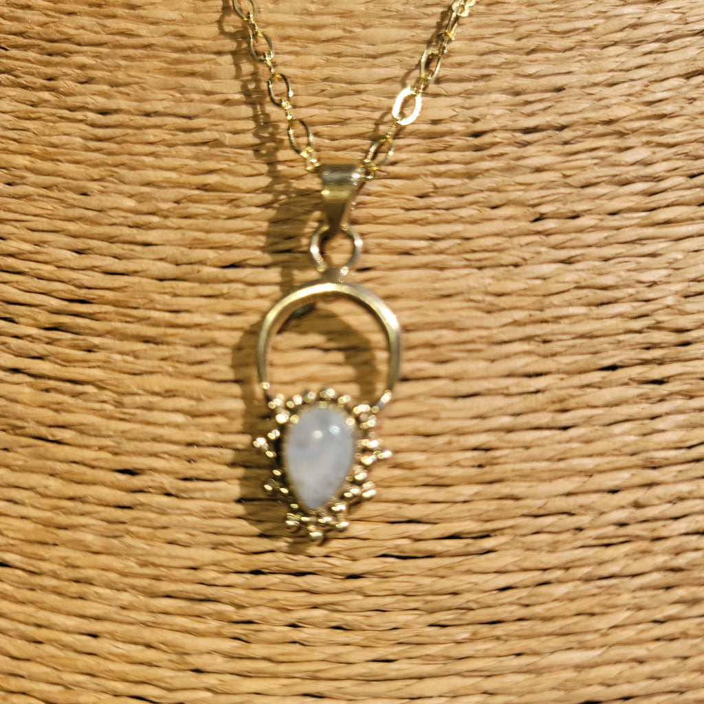 Brass Moonstone Aura Pendant - Aimeescloset.com