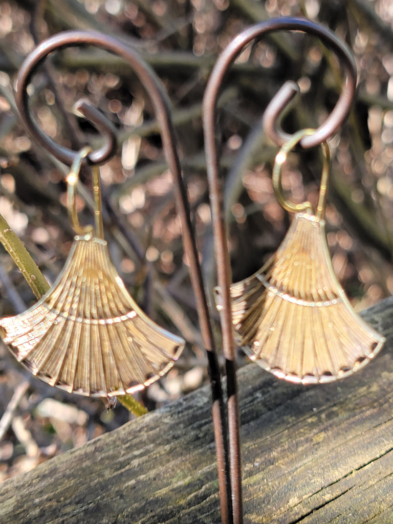 Brass Lotus Fan Earrings - Aimeescloset.com